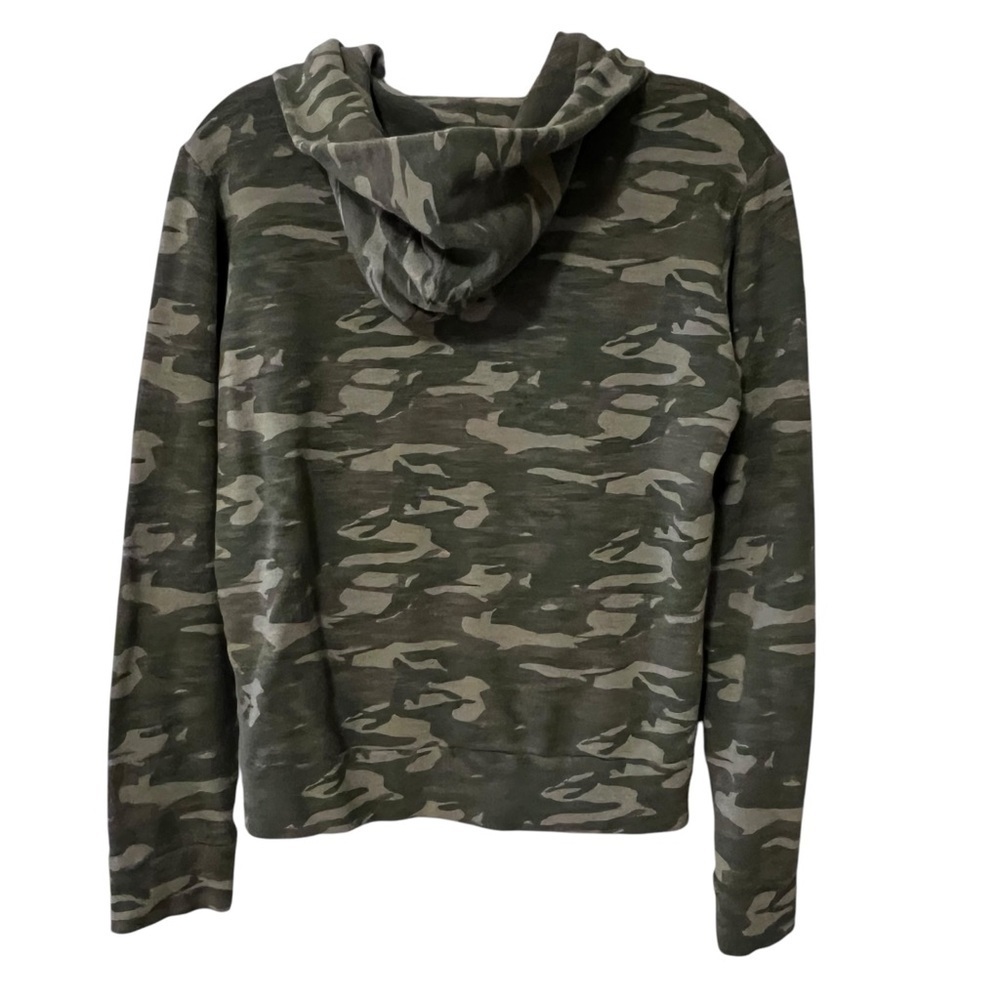 Monrow Pullover Hooded Sweatshirt Top Green Camo XS Lounge soft cozy athleisure - Picture 3 of 11